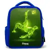 Groene neon omhaal in actie Kinderrugzak - Blauw middel -3d