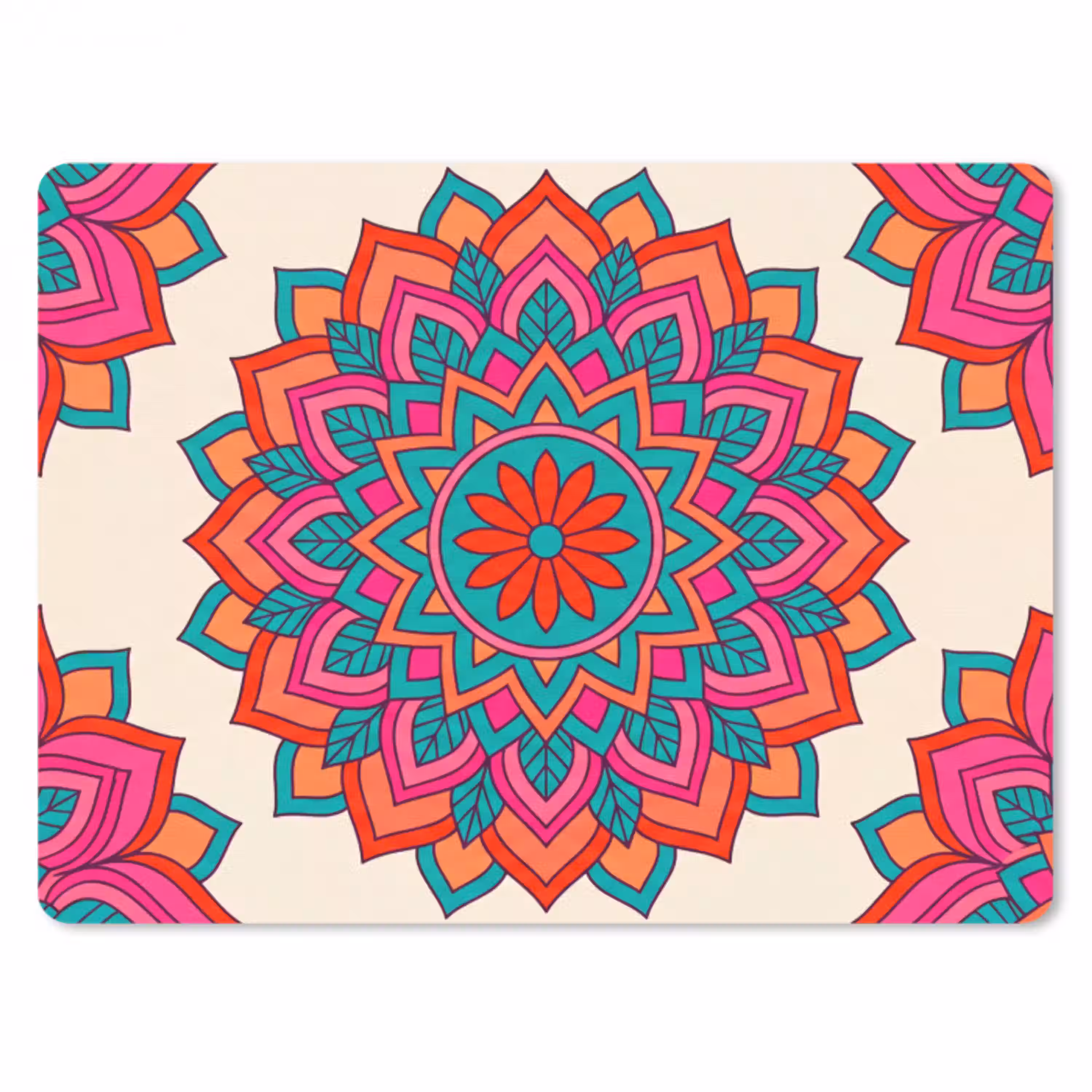 Mandala - Patroon - Abstract - Kleurrijk - Modern muismat rubber klein -3d