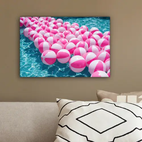 Strandballen - Roze - Water canvas 2cm klein -sfeer3