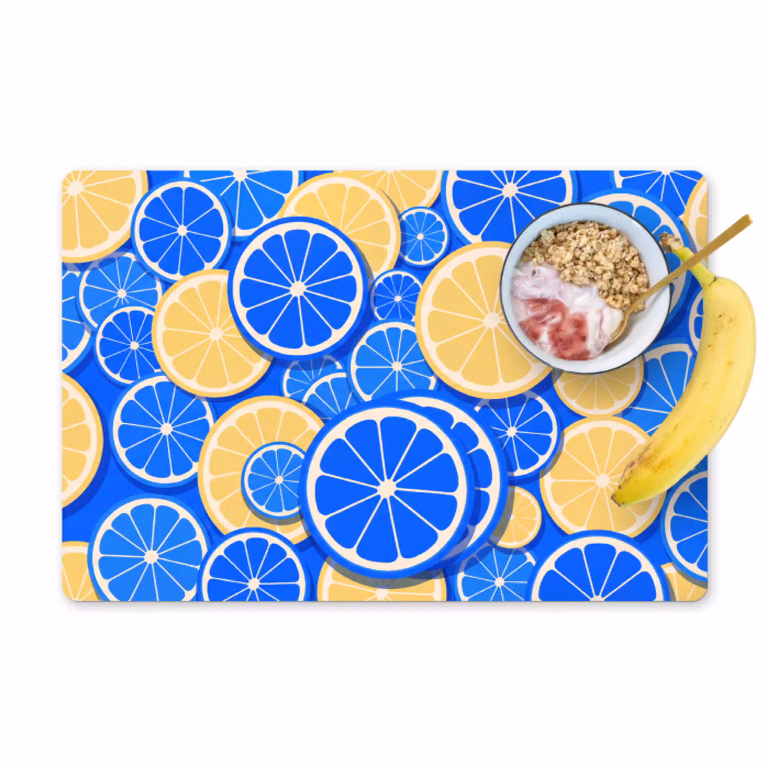 Fruit - Schijven - Patroon - Modern - Blauw - Geel Placemat vinyl groot -zzzproduct_Kitchenyeah-website