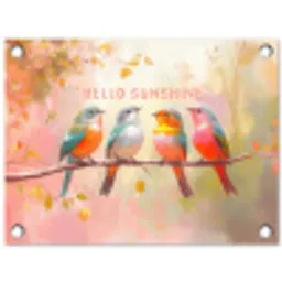 Vogels - Tak - Quote - Roze tuinposter los doek klein -3d