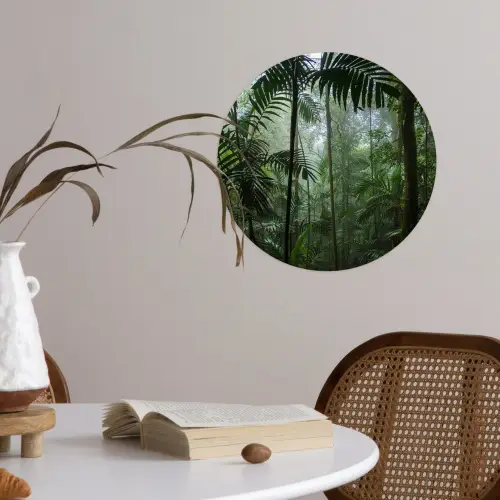Regenwoud - Tropisch - Jungle - Bomen - Planten Wandcirkel behangsticker klein -sfeer3