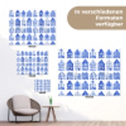 Patroon - Huizen - Blauw tuinposter los doek klein 239 -Xsfeer9_DE