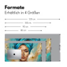 Portret - Vrouw - Schilderij - Blauw - Goud - Expressief Muismat XXL klein -ysfeer5_duits