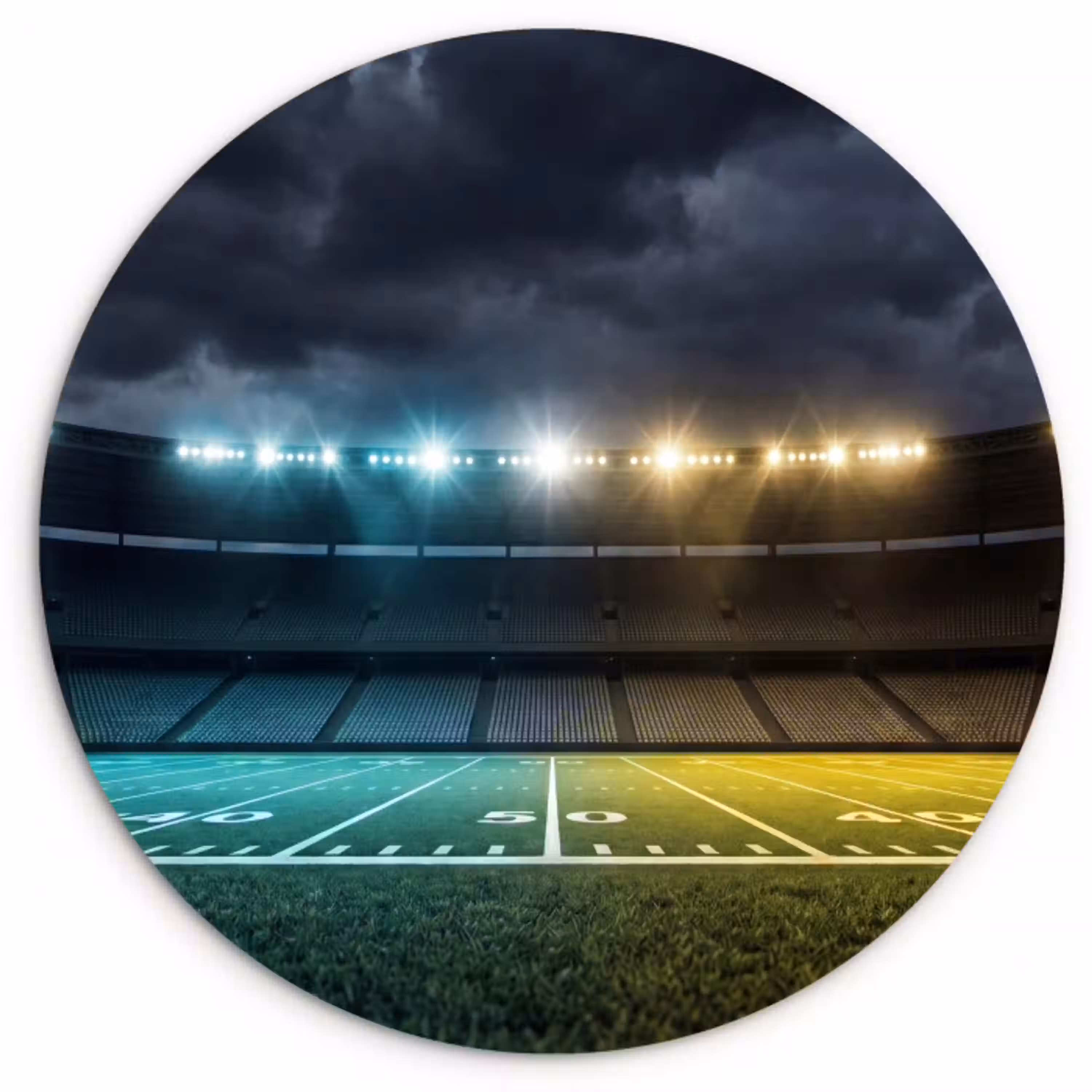 Voetbal - Stadion - Nacht - Modern Wandcirkel kunststof plaat 5mm dik klein -3d