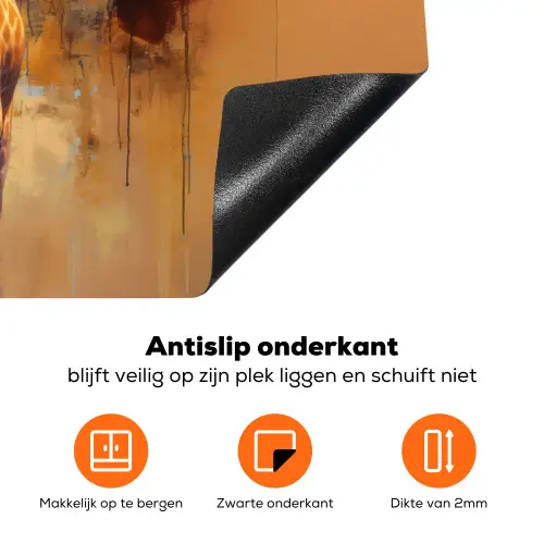 Giraf - Bruin - Abstract - Geschilderd Inductie beschermer vinyl 3mm klein -zzzzzzz-td-onderkant
