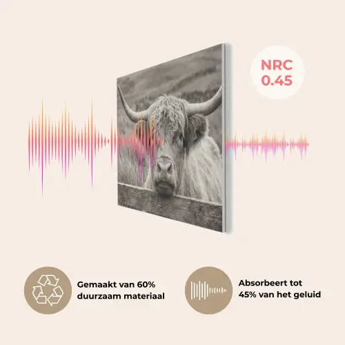 Schotse hooglander - Zwart - Wit - Hout PET vilt klein -USP_NL