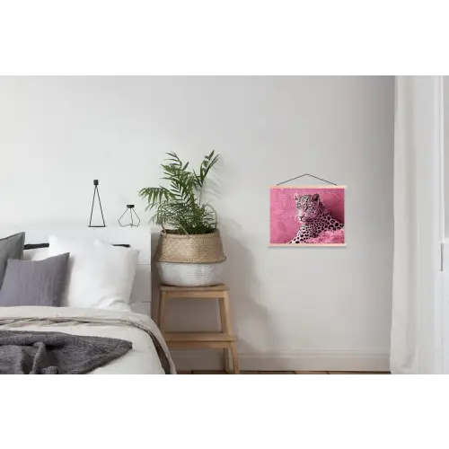 Panter - Luxe - Roze textielposter latten blank klein -woonkamer