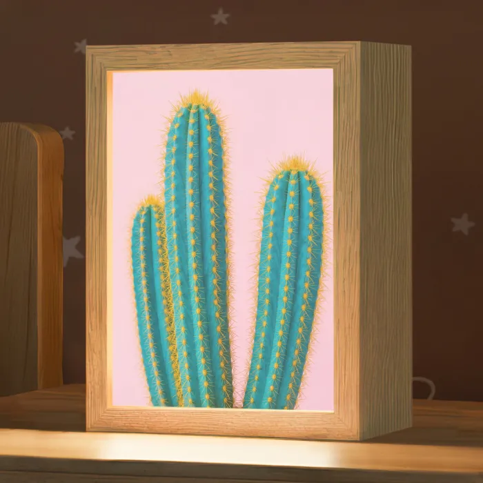 Cactussen - Modern - Pastel Light Box met kabel (Kinderlampje) klein -zzz_3d_website