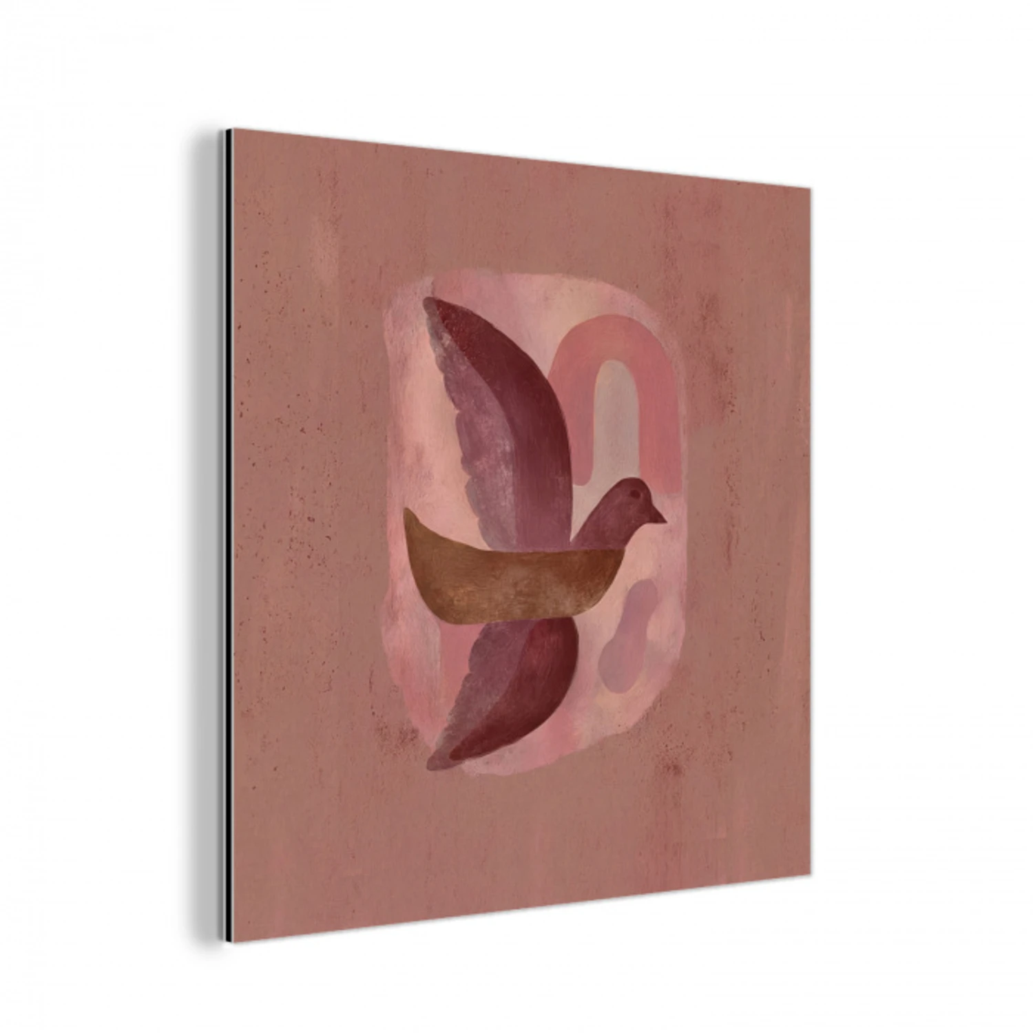 Illustratie - Vogels - Abstract - Roze aluminium wit klein -3d