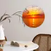 Zonsondergang - Zee - Lucht - Oranje - Horizon - Water Wandcirkel kunststof plaat 5mm dik klein -sfeer4