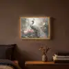 Pauw - Pauwenveren - Vogel - Jungle - Bloemen Light Box met batterij (Wandlamp) middel -sfeer4