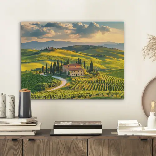 Toscane - Landschap - Wijngaarden PET vilt klein -sfeer1