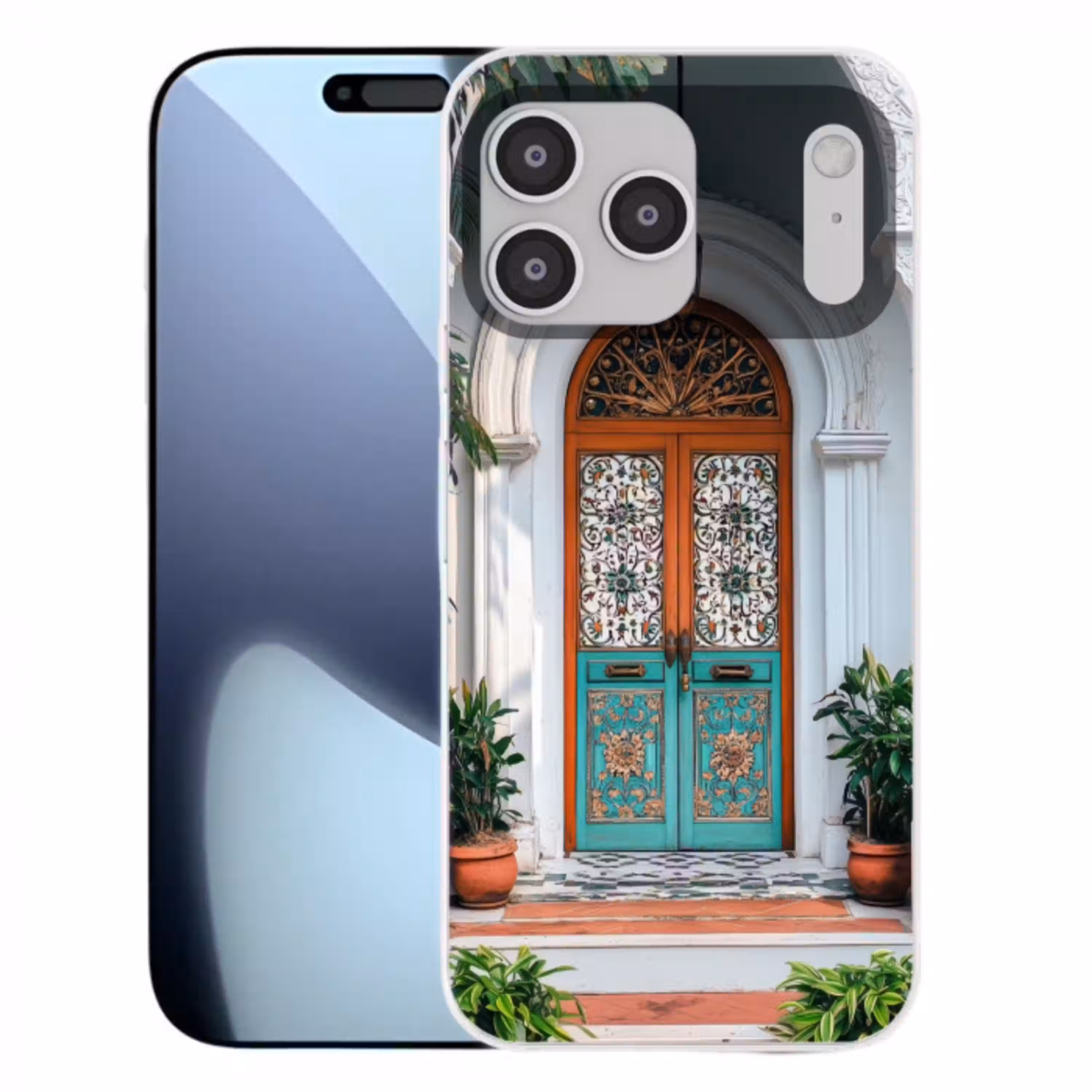 Zuilen - Sierlijke - Deur - Blauw Telefoonhoesje iPhone 17 Pro Max klein -3d