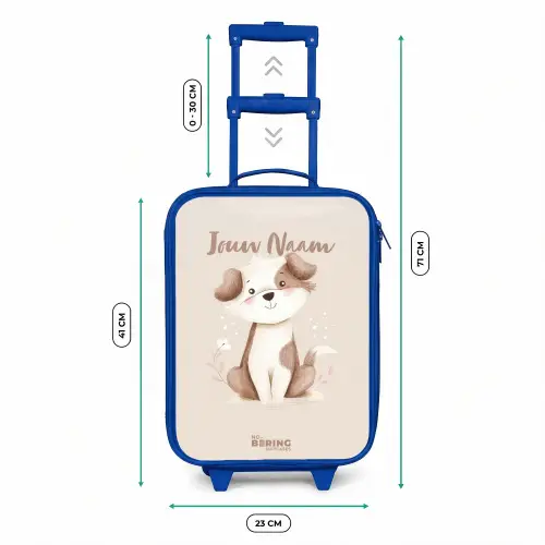 Hond in de kleuren bruin en beige Kinderkoffer - Blauw klein -productfoto_formaten