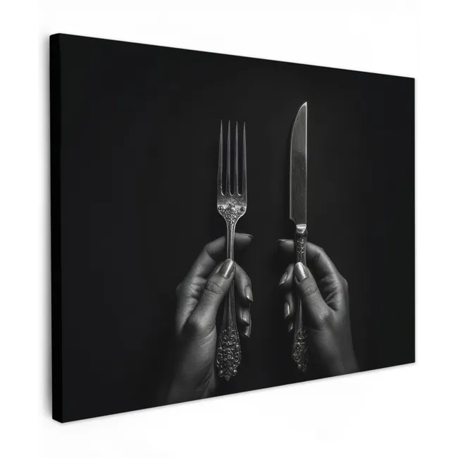 Canvas schilderij - Bestek - Zwart - Wit