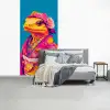 Bloemenkrans - Hagedis - Kimono - Paars fotobehang vinyl groot -slaapkamer