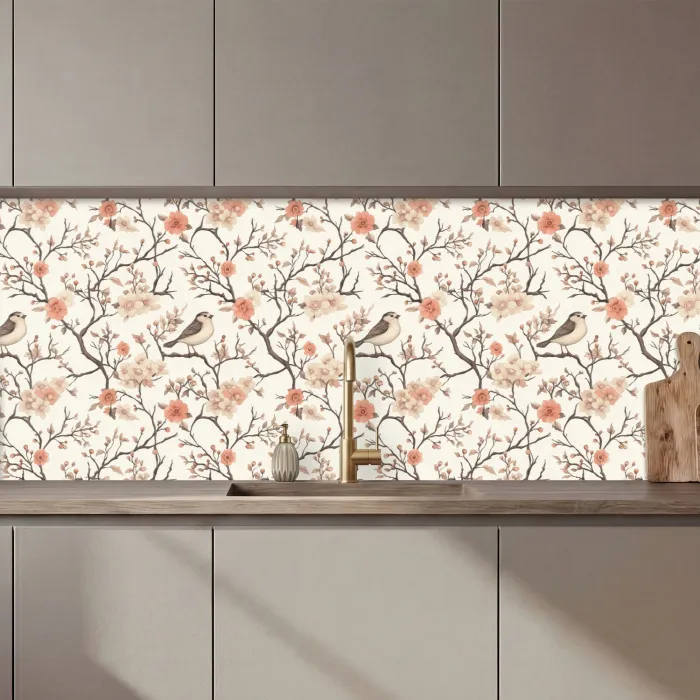 Kersenbloesem - Mus - Roze keuken achterwand 2 middel 871 zz_3dshopping