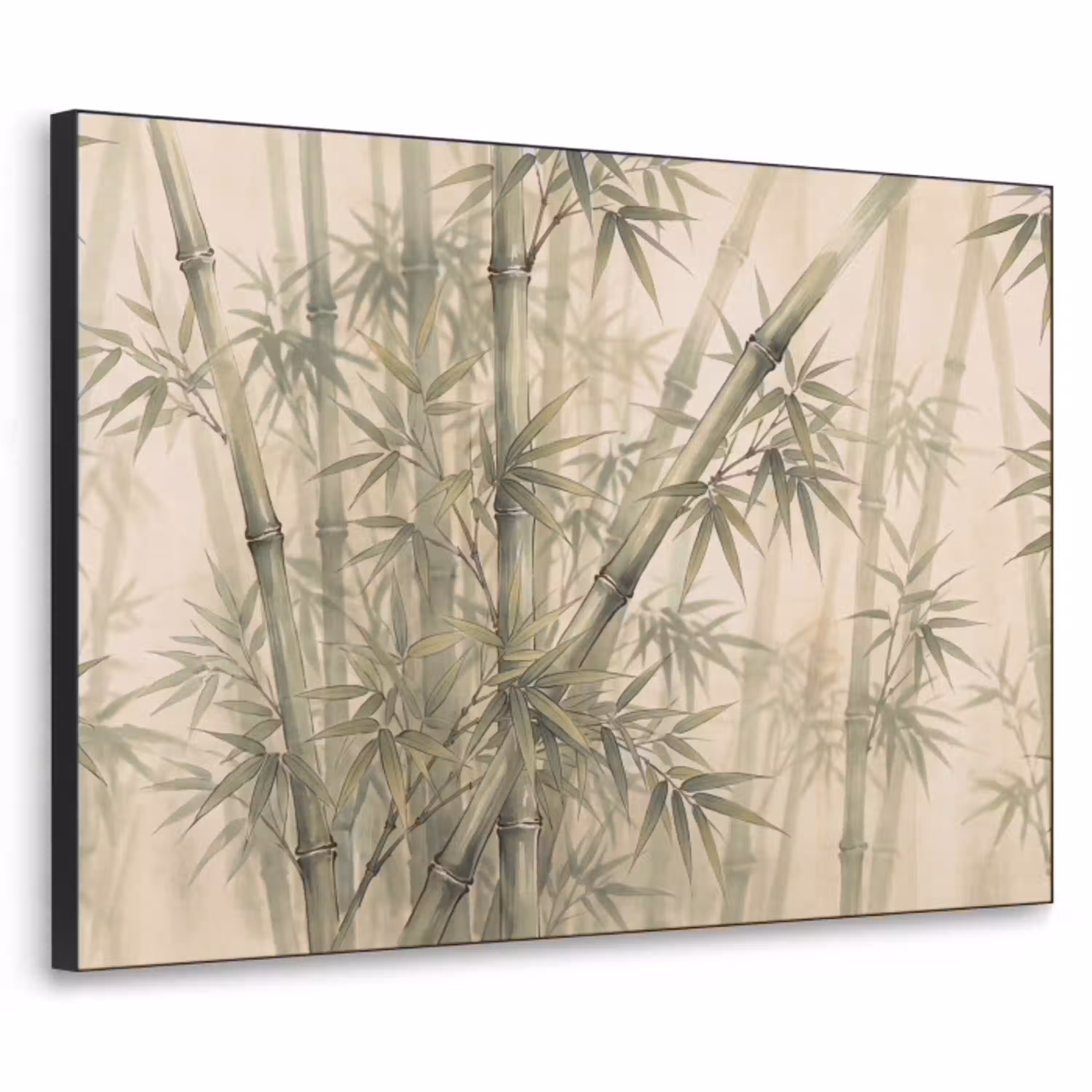 Bamboe - Bladeren - Aziatisch - Groen - Natuur Textielframe zwart klein -3d