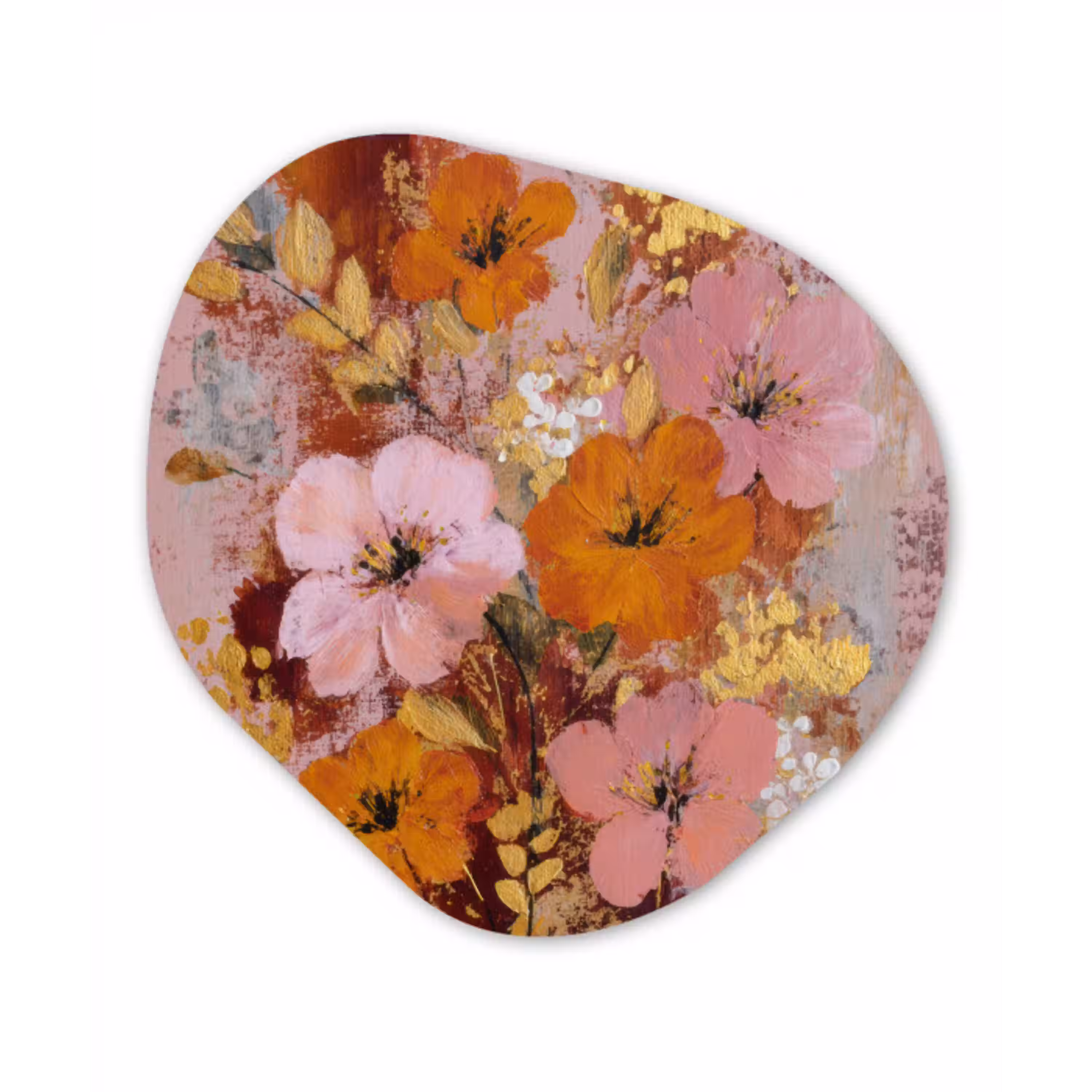 Schilderij - Bloemen - Rustiek - Roze Wandcirkel Organisch Forex 3mm klein -3d