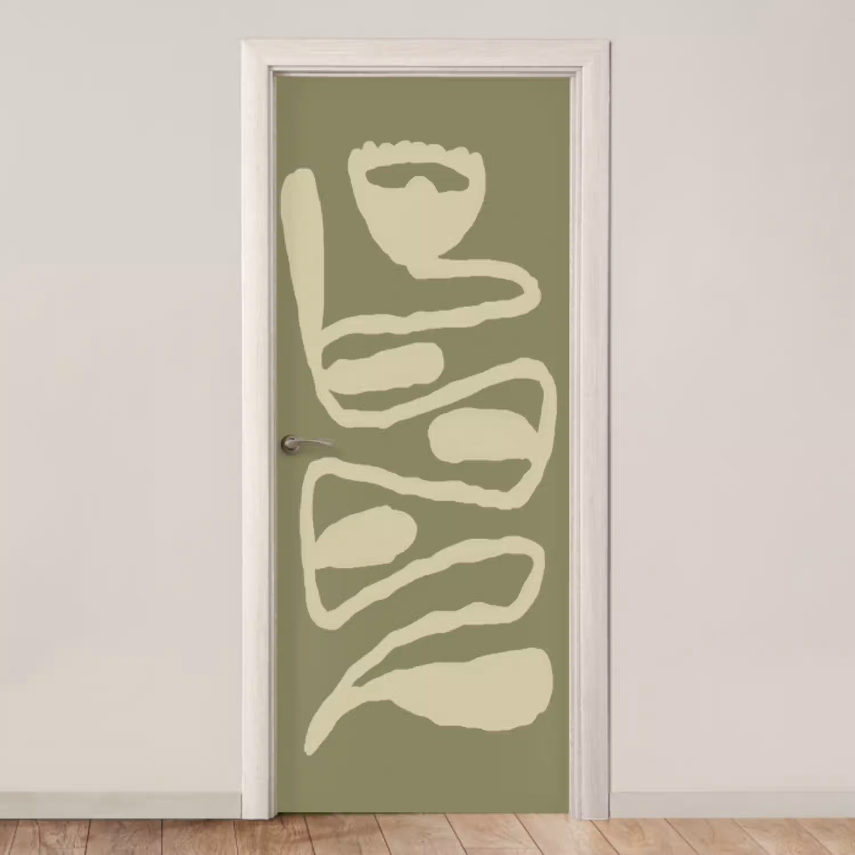 Groen - Abstracte kunst - Modern deurposter klein -3d_beige
