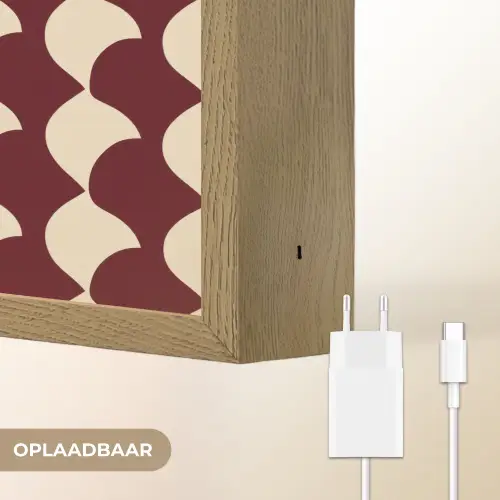 Rood - Tegelpatroon - Crème Light Box met batterij (Wandlamp) middel 907 -USP_websiteoplaadbaarNL
