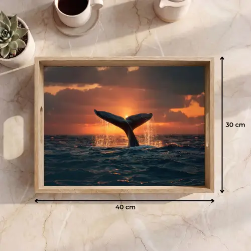 Walvis staart - Water - Zonsondergang Dienblad Rechthoek middel -USP_Formaat