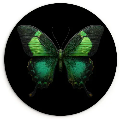 Vlinder - Groen - Opvallend Wandcirkel kunststof plaat 5mm dik klein -3d