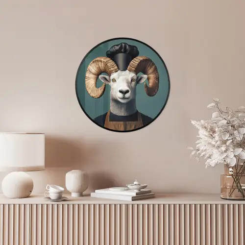 Geit - Hoorns - Kokskleding Fotolijst rond zonder passe partout klein -sfeer3