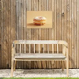 Donut - Romig - Poedersuiker - Beige Tuinposter op houten frame 2 cm dik klein -sfeer4