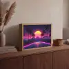 Horizon - Palmbomen - Bergen - Geel Light Box met batterij (Wandlamp) middel -sfeer2
