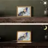Marmer - Blauw - Goud Light Box met kabel (Tafellamp) klein -sfeer3