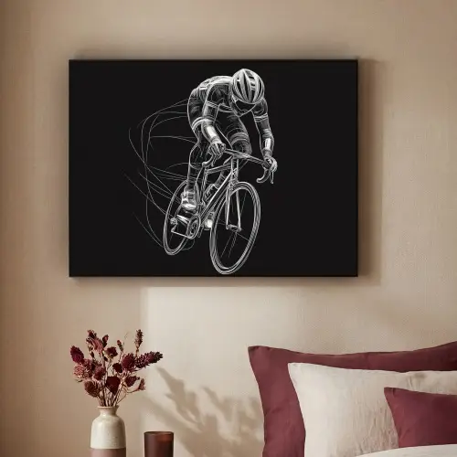 Lijntekening - Wit - Wielrennen - Snelheid Textielframe - compleet frame klein -sfeer1