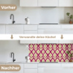Retro - Floraal - Paars keuken achterwand 2 middel 871 -voor-na_DE