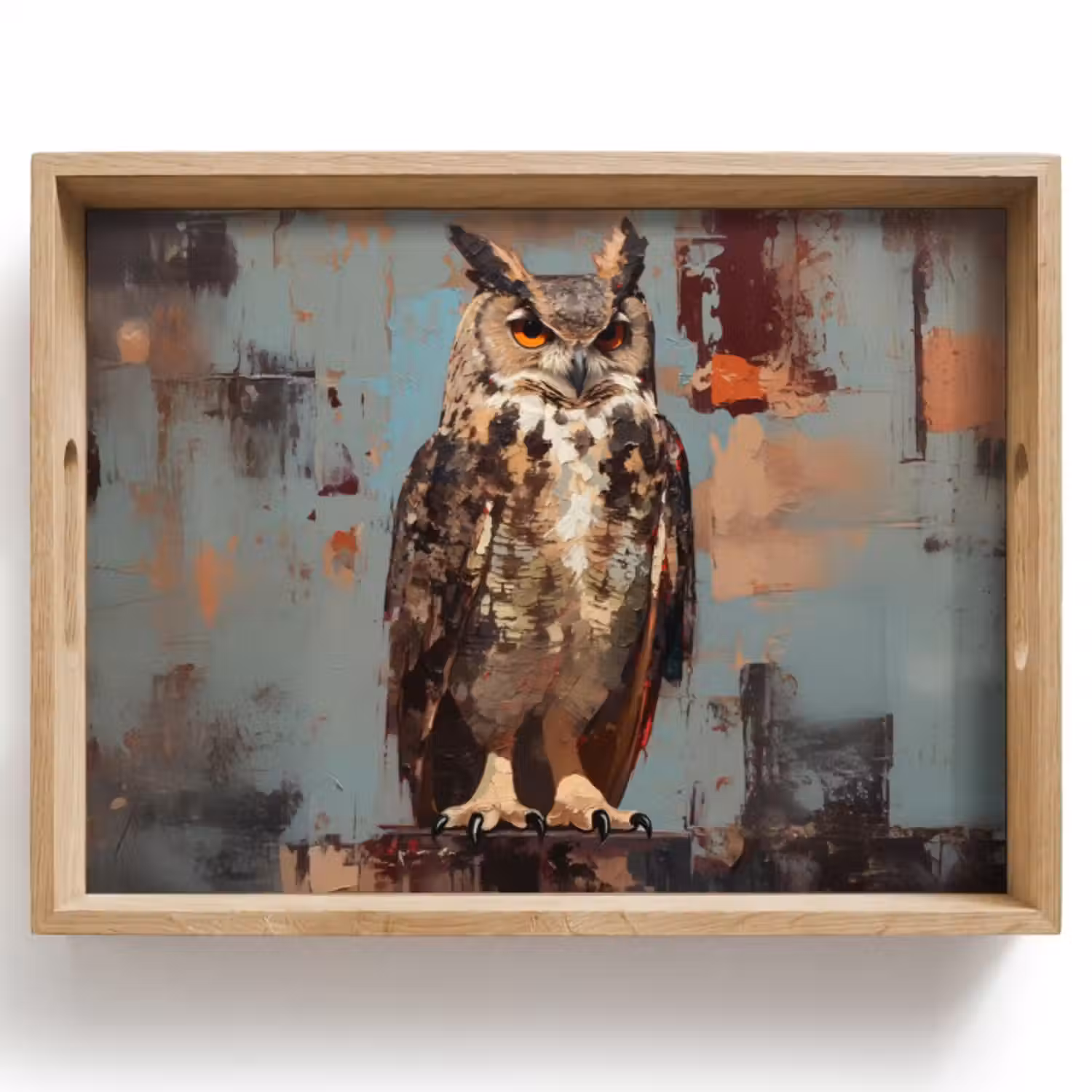 Dienblad - Geschilderd - Abstract - Uil - Bruin