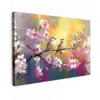 Vogels - Bloemen - Roze Tuinposter op houten frame 2 cm dik klein -3d