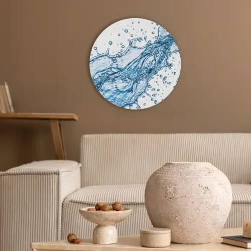 Spash - Water - Blauw Akoestische PET Vilt - Rond klein -sfeer1