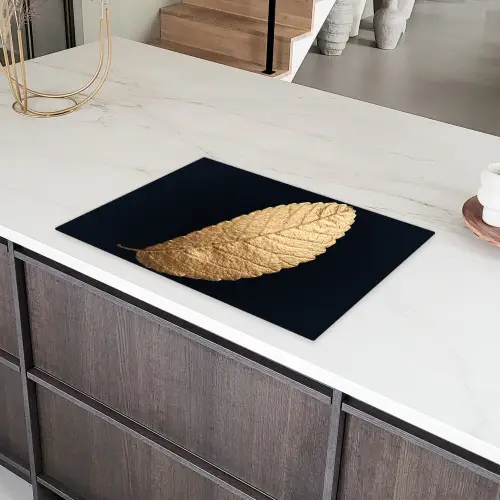 Goud - Bladeren - Zwart - Planten - Luxe - Natuur Inductie beschermer vinyl 3mm klein -sfeer8