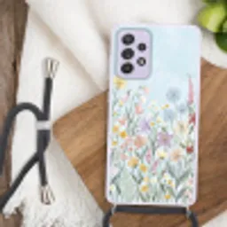 Weidebloemen - Illustratie - Kleurrijk Hoesje Samsung Galaxy A52 5G met koord klein -sfeer4