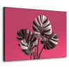 Bladeren - Rond - Roze Textielframe zwart klein -3d