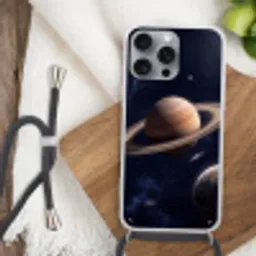 Planeten - Saturnus - Ruimte Hoesje iPhone 16 Pro Max met koord klein -sfeer4