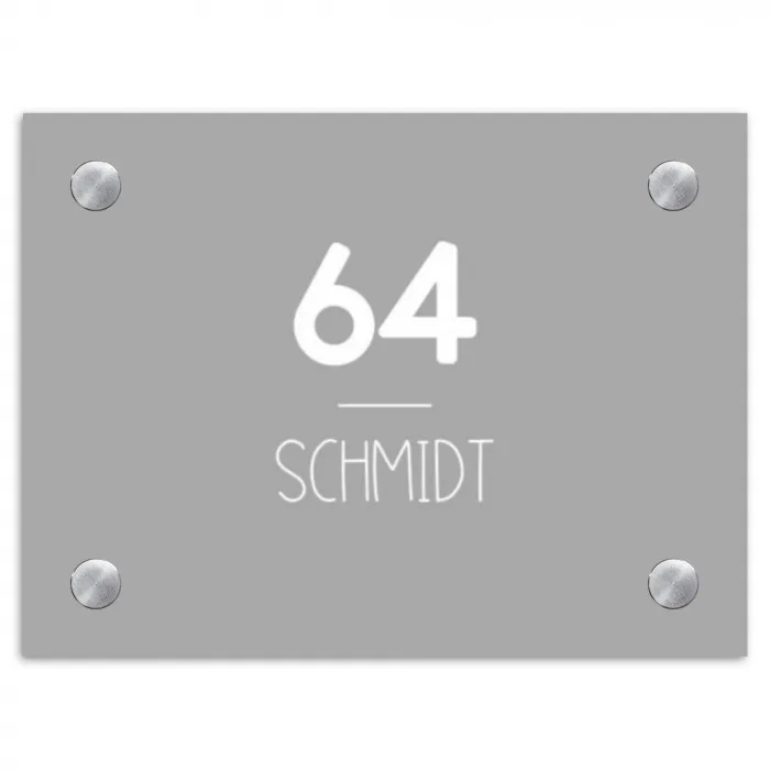 Effen lichtgrijs - Modern Naambord Rechthoek middel -3d