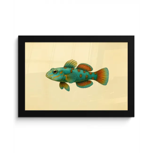 Vis - Blauw - Stippen - Schubben fotolijst zwart zonder passe partout klein -3d