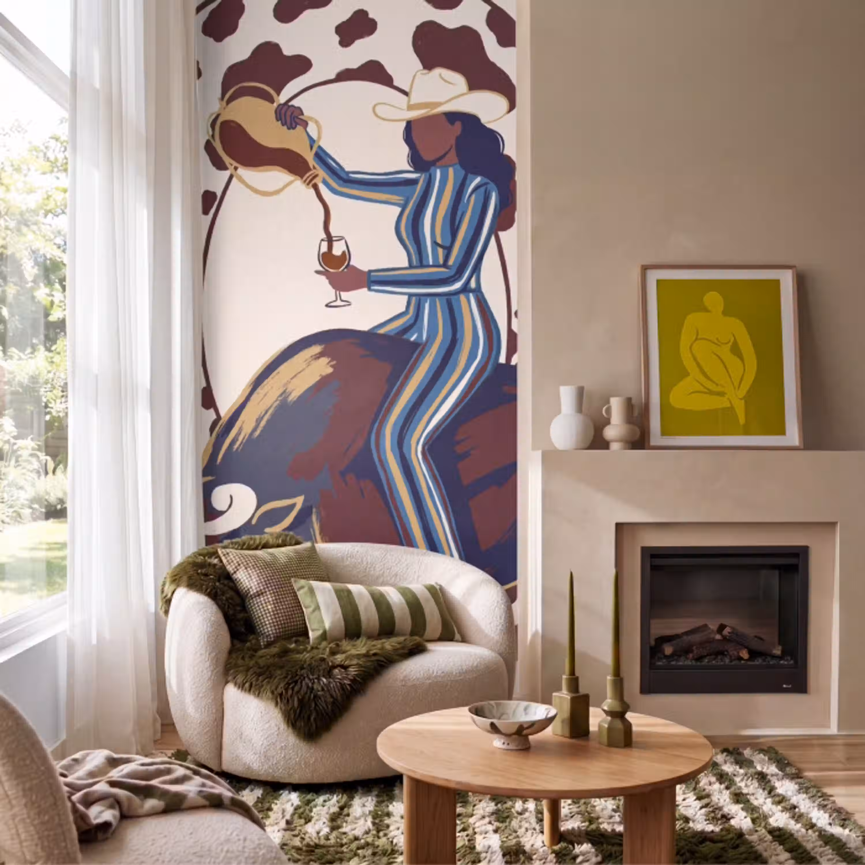 Mensen - Dieren - Cowboy - Abstract - Kleurrijk Behang Vlies klein -sfeer2