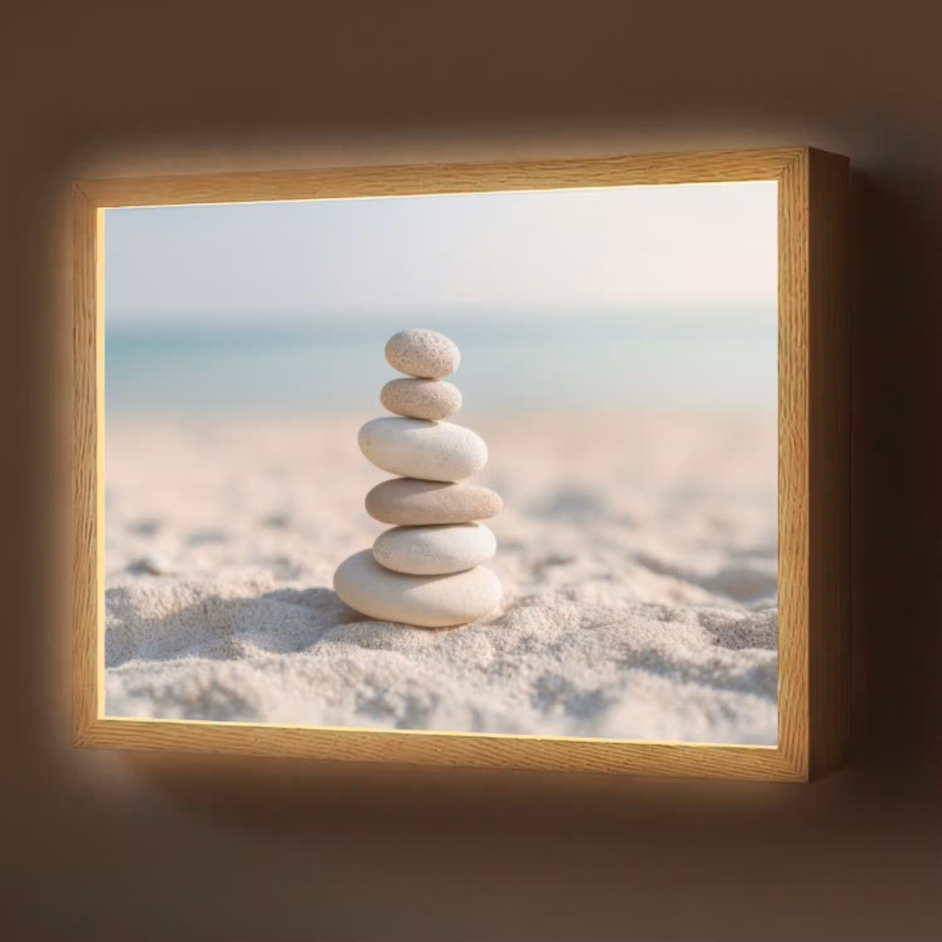Stenen - Stapel - Zand - Zee Light Box met batterij (Wandlamp) middel -z3d_website