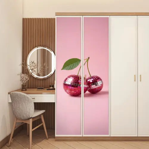 Disco - Kersen - Roze deurposter klein -sfeer3