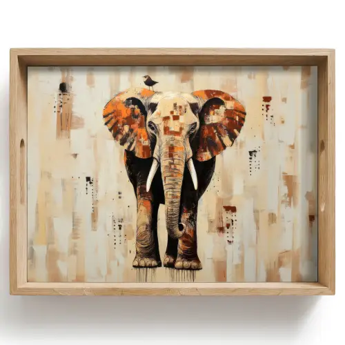 Olifant - Slurf - Mozaïek - Abstract Dienblad Rechthoek middel -z3d_shopping
