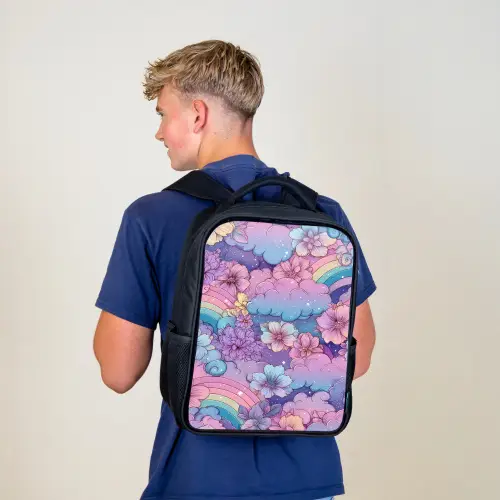 Regenbogen - Bloemen - Kleurrijk - Wolken Rugzak - Zwart middel -sfeer8