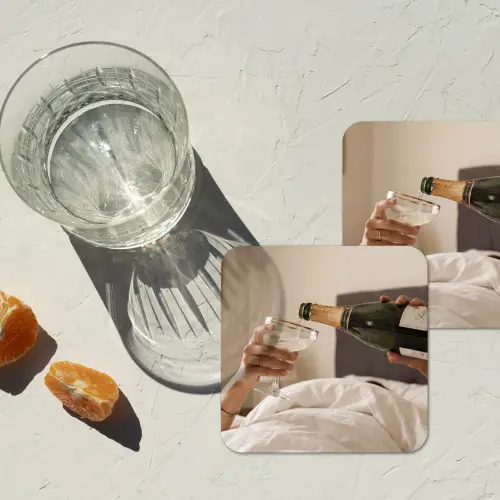 Champagne - Bed - Bubbels onderzetter kurk middel -sfeer4