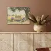 Houten bankje - Bloempotten - Landschap PET vilt klein -sfeer4